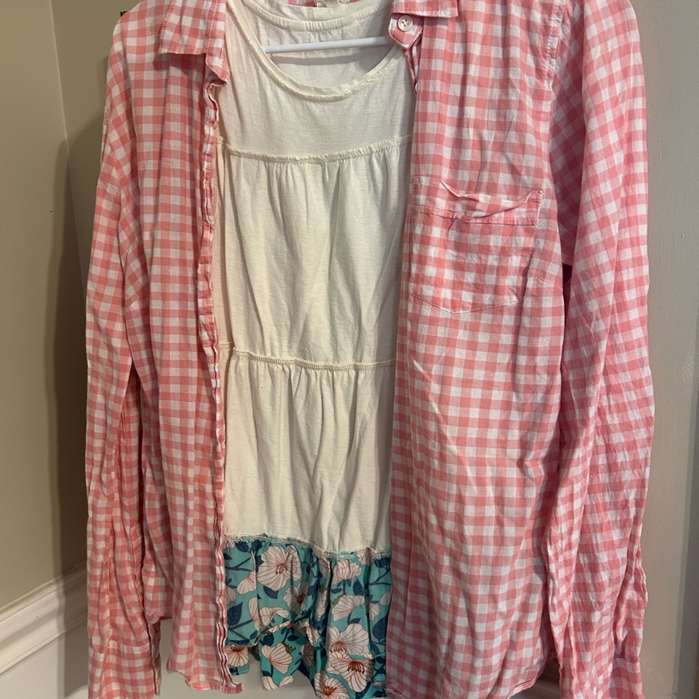J. Crew Kids Pink and White Plaid Shirt